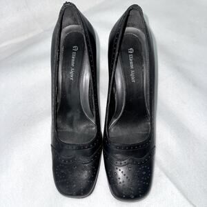 Etienne Aigner Camelot Women’s Chunky Heel Square Toe Pumps size 6.5 Heels Black